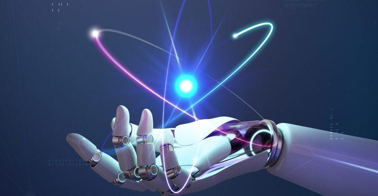 AI nuclear energy background, future innovation of disruptive te