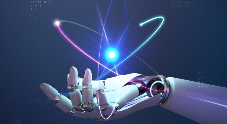 AI nuclear energy background, future innovation of disruptive te